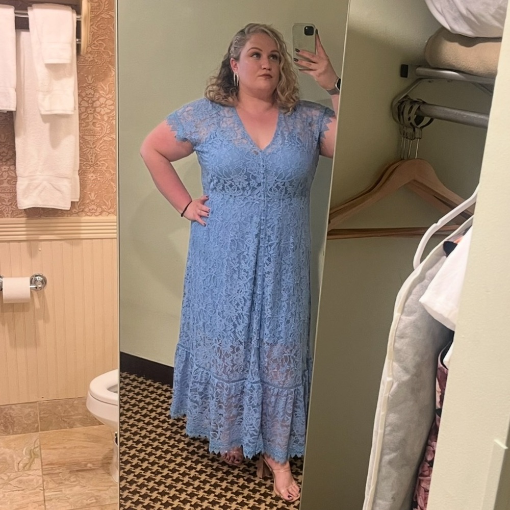 Torrid Blue Lace Maxi Overlay with Blue Slip - Picture 2 of 6